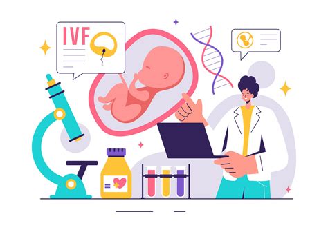 Ivf Or In Vitro Fertilization Vector Illustration For Artificial