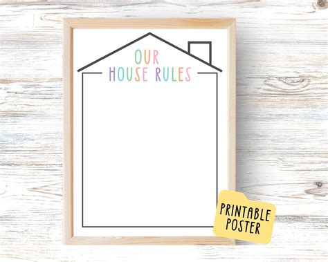 Editable House Rules Chart for Kids and Families Household - Etsy