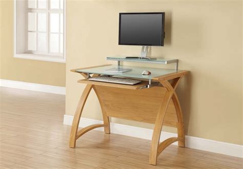 Jual Helsinki Curve Oak White Glass Curved Wood 900mm Computer Desk