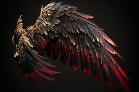 Premium AI Image | A black and red angel wing with black wings.