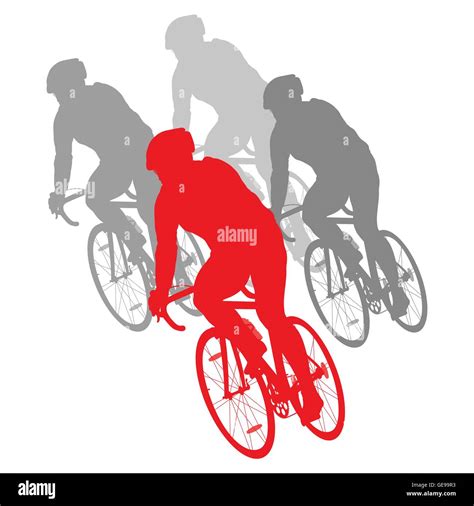 Cycling Cyclist Bike Silhouette Group Athletes Vector Background Winner