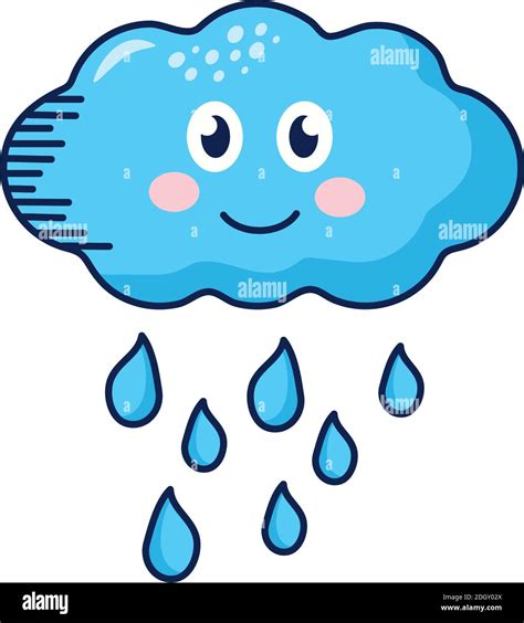 cloud rainy kawaii weather comic character vector illustration design Stock Vector Image & Art ...