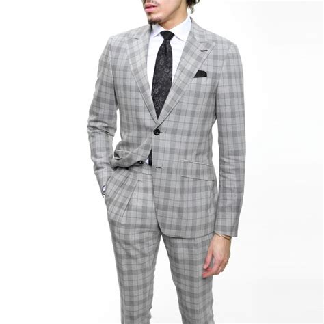 Mens Suit Style Windowpane Grey Suits Giorgenti Custom Suit