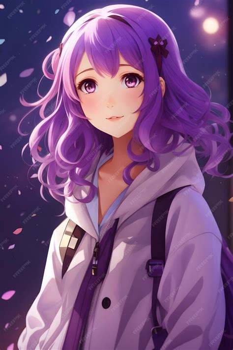 Premium Ai Image Purple Anime Girl Purple Hair Anime Girl Anime Wallpaper Anime Girl Ai Generative