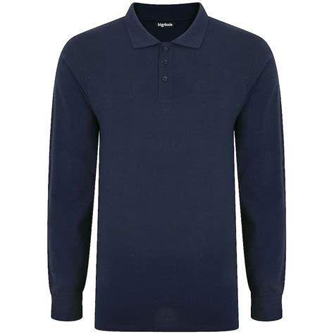 Bigdude Long Sleeve Polo Shirt Navy Bigdude