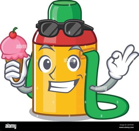 Happy cartoon of kids water bottle Scroll with ice cream Stock Vector ...