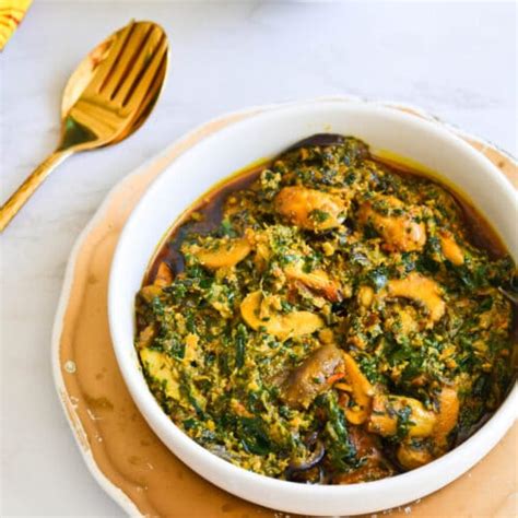 Spinach and Mushroom Egusi Stew - Bakes by Chichi