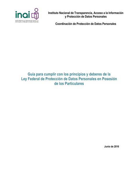 Pdf Gu A Para Cumplir Con Los Principios Y Deberes De La Inicio Inai