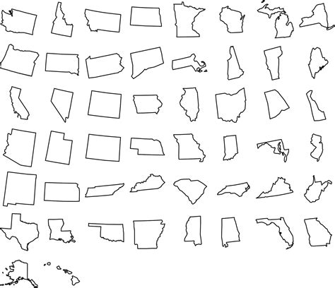 50 States Svg Bundle Outline United States Map Svg File State Design