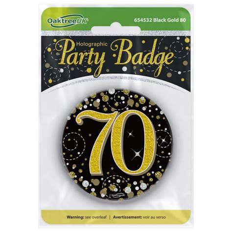 Birthday Badge 3 Inch 70 Today Black And Gold Sparkling Fizz The