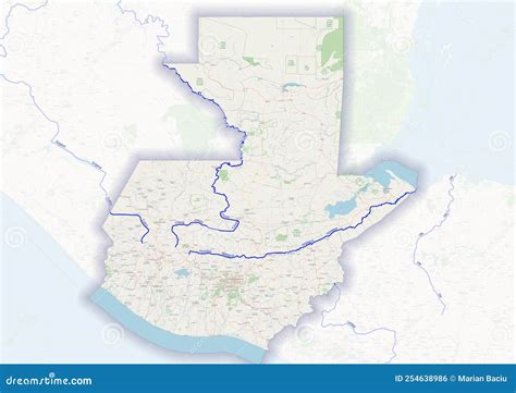 Mapa Físico Del País De Guatemala De Color Stock de ilustración