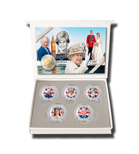 Euro Coloured Coin Set Of In Presentation Box Uk British Monarchy