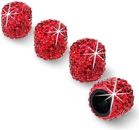 Amazon Hzjd Tire Valve Stem Caps Handmade Crystal Rhinestone Red