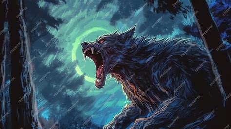 Premium AI Image | A werewolf howling at the full moon Fantasy concept Illustration painting