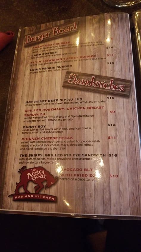 Menu At The Angry Goat Pub N Kitchen Ogden