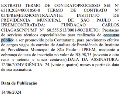 Concurso Iprem Sp Extrato De Contrato Publicado Edital Iminente