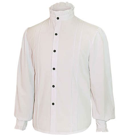 Chemise Chemise Gothique à Manches Longues Pour Hommes Couleur Unie Col Montant Bouton Chemisier