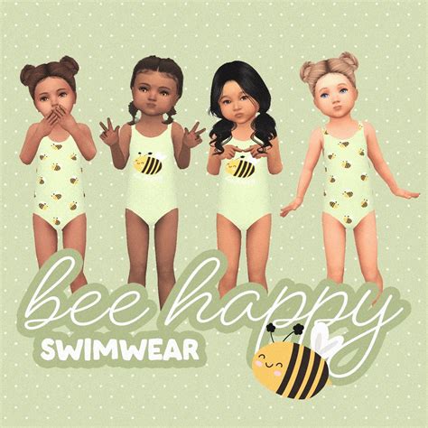 Bee Happy Swimwear Green Screenshots The Sims 4 Create A Sim