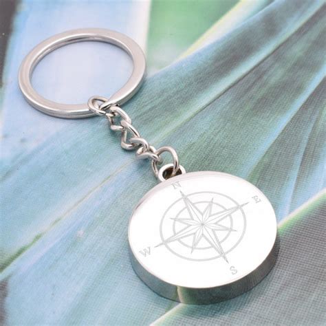 Engraved Compass Keychain Etsy