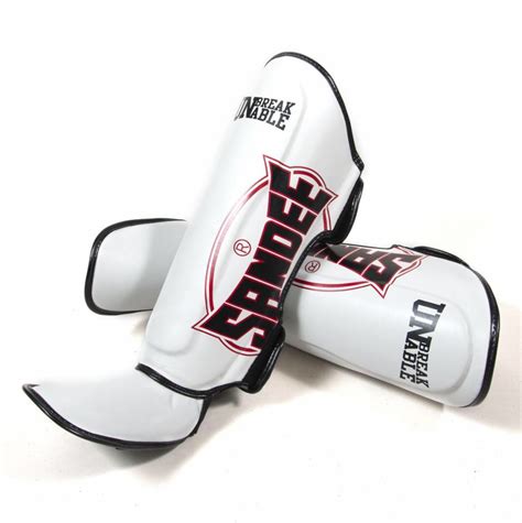 Sandee Authentic Shinguards Black White Leather Shin Guard Muay Thai