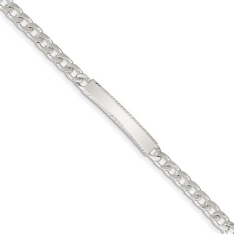 Solid 925 Sterling Silver Diamond Cut Engravable Curb Cuban Link Id