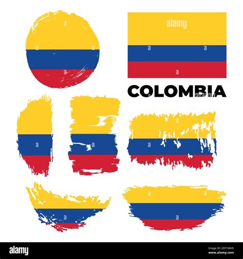 Bandera De Colombia Grunge Resumen Pincel Trazo Sobre Fondo Gris