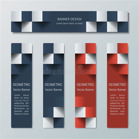 Geometric Narrow Horizontal And Vertical Banners With The 3d Effect For