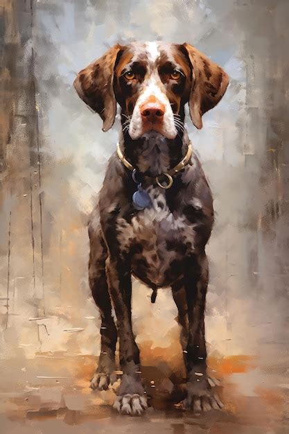 Premium Ai Image Oil Painting Of A German Shorthaired Pointer