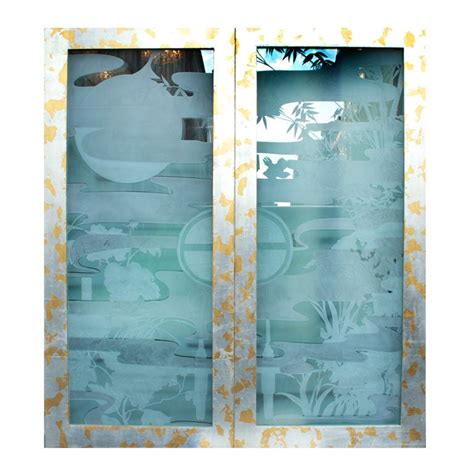 A Pair Of Cut And Etched Glass Doors By Dennis Abbe At 1stdibs