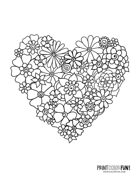 20 Floral Heart Coloring Pages At