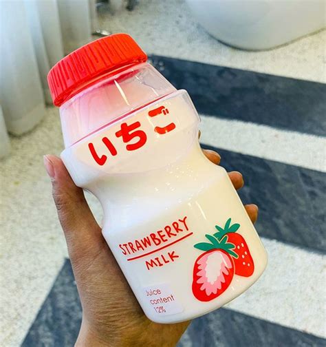 Large Yakult Style Bottle 8 Colors Bottle Strawberry Milk Water Bottle