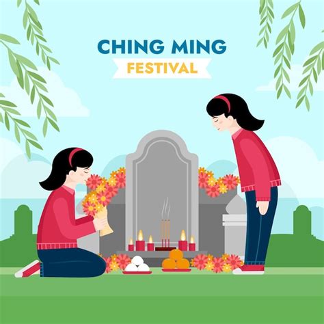 Premium Vector | Flat ching ming festival celebration illustration