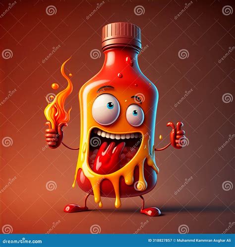 Flaming Hot Sauce Bottle Character Generative Ai Stock Illustration Illustration Of Cartoon