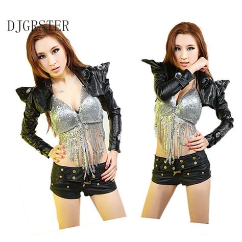 Djgrster Women Fashion Sexy Bodysuit Ds Costume Chains Outerwear Dj