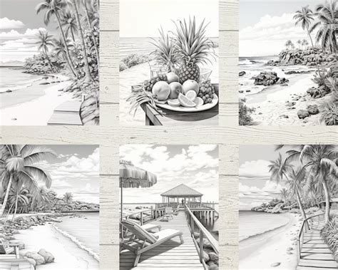 Beach Landscape Coloring Pages for Adults Coloring Book - Etsy