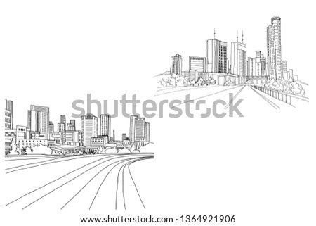 Cityscape Line Drawing | Free download on ClipArtMag