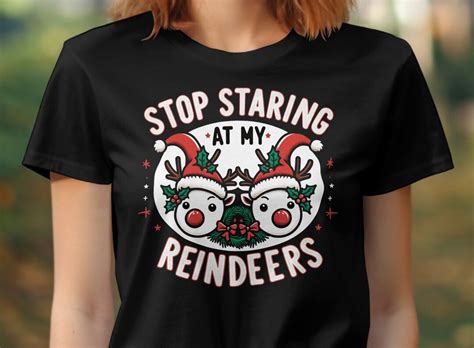 Sexy Ugly Christmas Shirt Boobs T Shirt Reindeer Boob T Shirt Tits Gag Gift Boobies Top