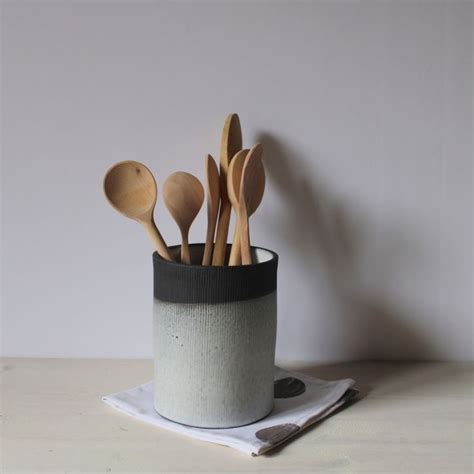 Utensil Holder Clay Vase Rustic Utensil Holder Utensil Holder