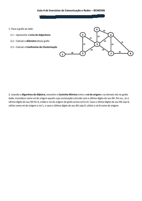 Lista 4 Lista 4 de ExercÌcios de ComunicaÁo e Redes BCM