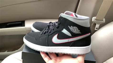 Air Jordan 1 Mid Black Grey Red Sneaker Youtube