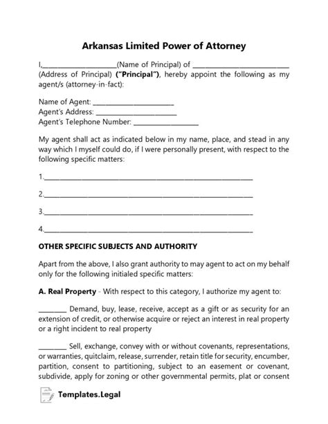 Arkansas Power Of Attorney Templates Free Word Pdf And Odt