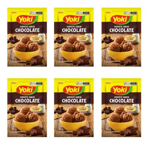 Pó Para O Preparo De Sorvete Yoki Chocolate Kit 6 X 150g Frete grátis