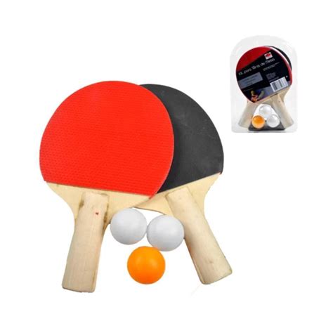 Kit Ping Pong Tênis De Mesa 2 Raquetes Madeira E 3 Bolinhas