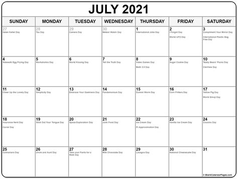 july 2021 calendar with holidays – Calendar Template 2022