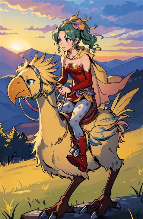 Ai Art Lora Model Chocobo Riding Final Fantasy Lora Pixai