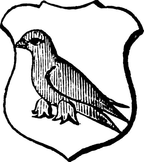 Martlet is an imaginary bird said to be without legs, vintage engraving ...