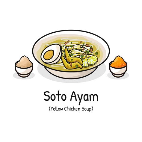 Soto Ayam Yellow Chicken Broth Indonesian Trditionnal Food For