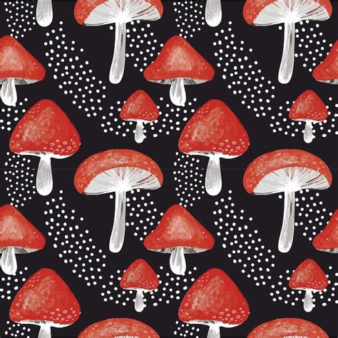 Premium Vector Hand Drawn Mushroom Seamless Pattern