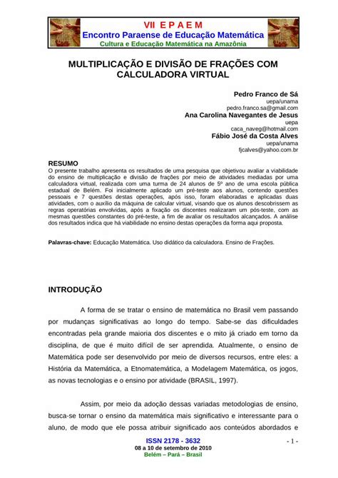 Pdf Multiplica O E Divis O De Fra Es Pdf Filehist Ria Da