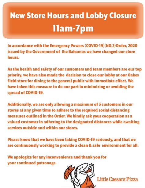 Little Caesars - Please see our latest update: